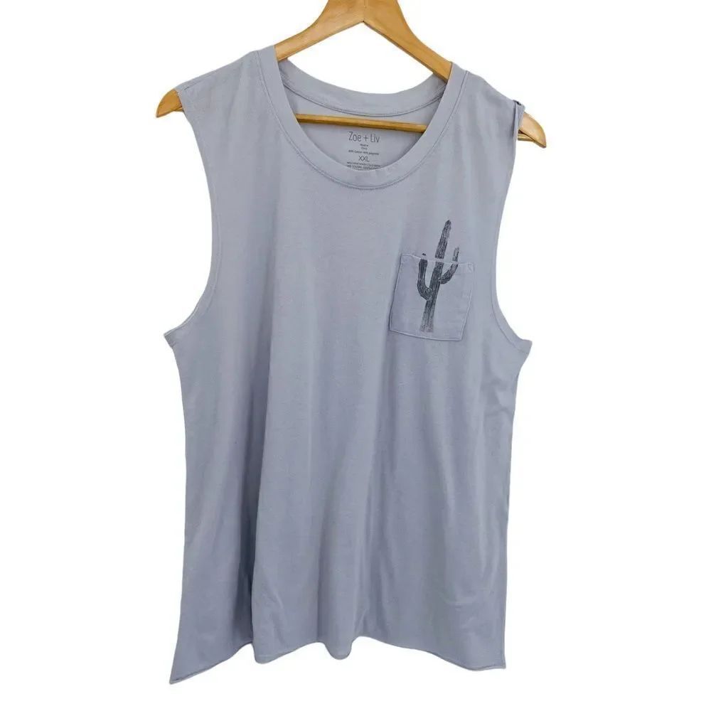 Zoe and Liv gray muscle tank with cactus size xxlarge (juniors size)